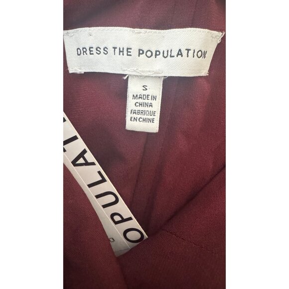 NWT Dress The Population Small Ruched Burgundy Strapless Midi Dress - Picture 3 of 14